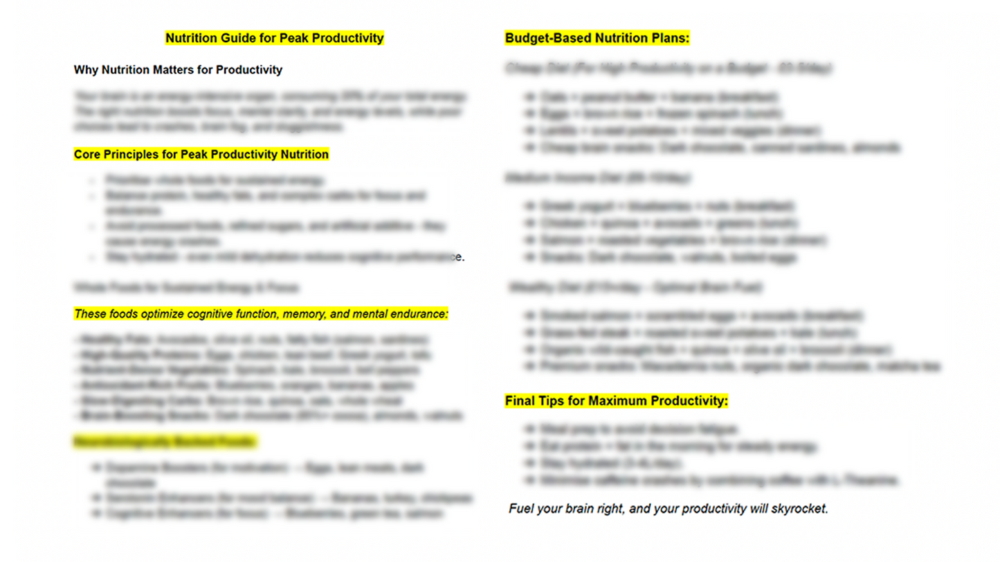 30 Day Productivity Performance Plan