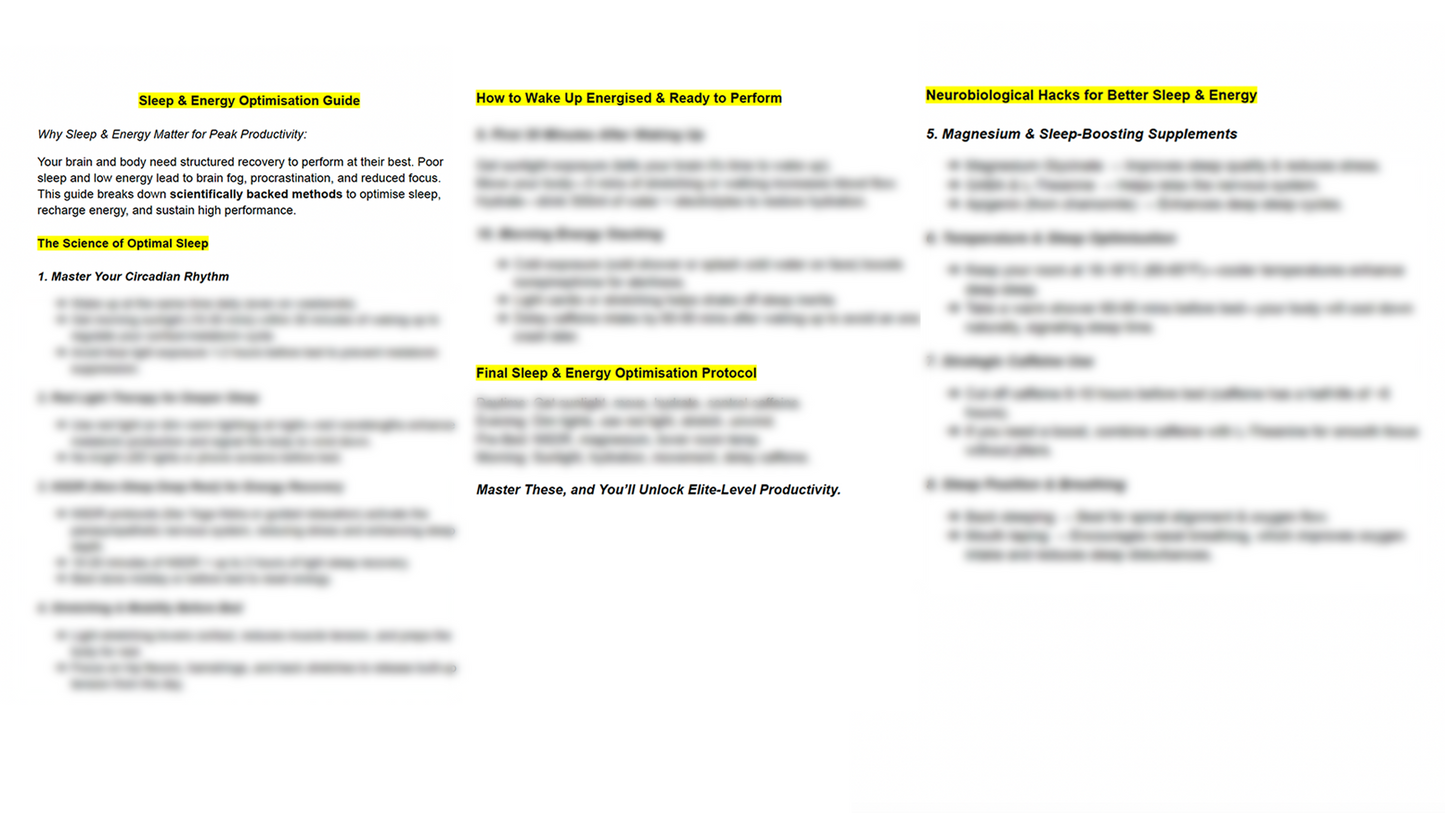 30 Day Productivity Performance Plan