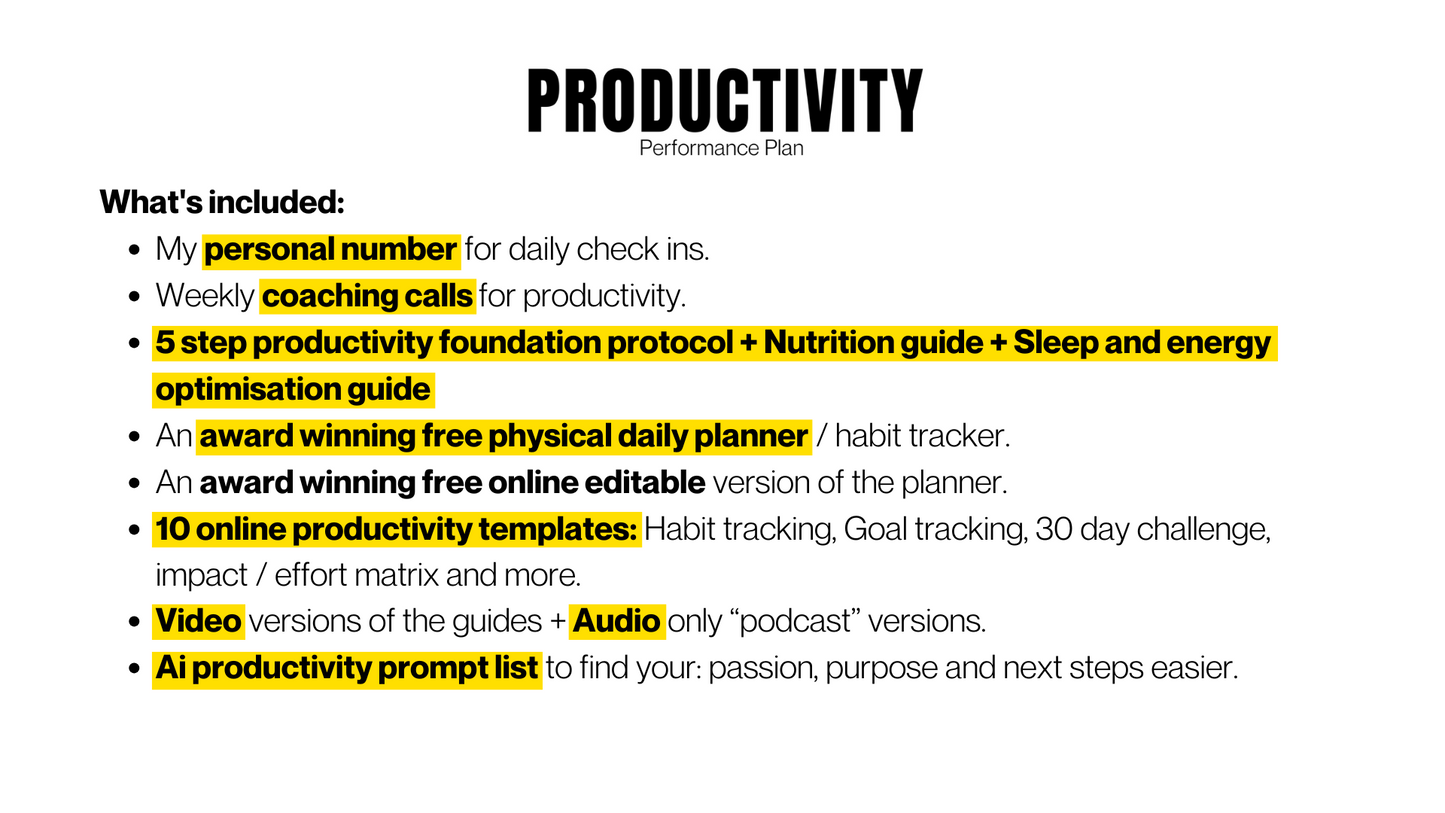 30 Day Productivity Performance Plan