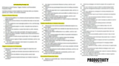 30 Day Productivity Performance Plan