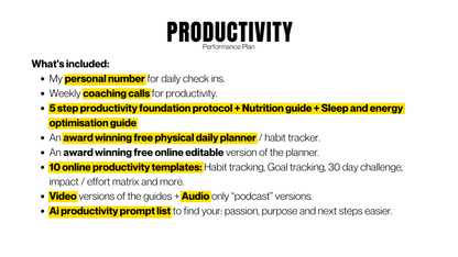 30 Day Productivity Performance Plan