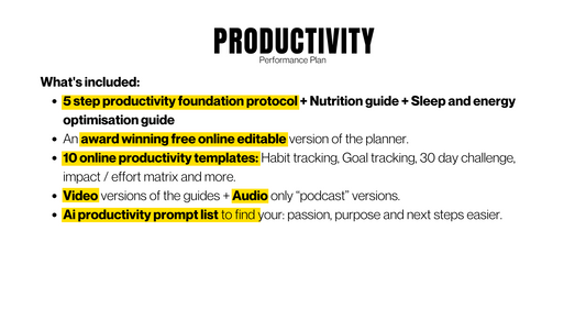 Solo Productivity Performance Plan